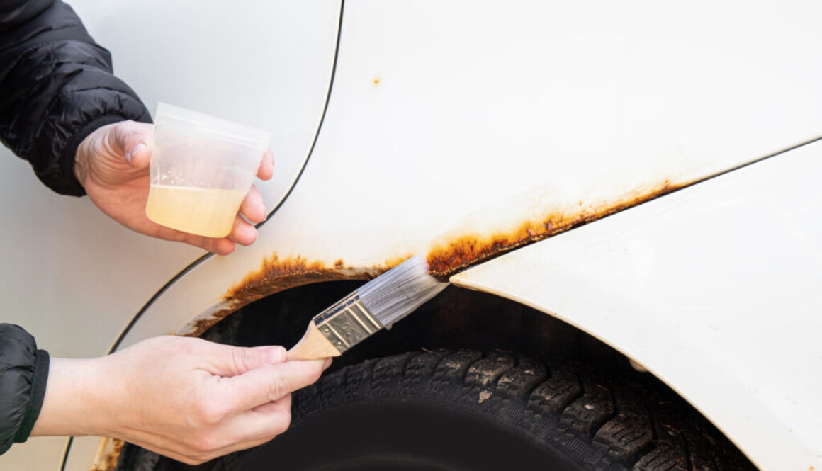 A man applying rust proofing to his car.